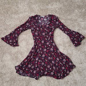 Floral Mini Dress with Bell Sleeves